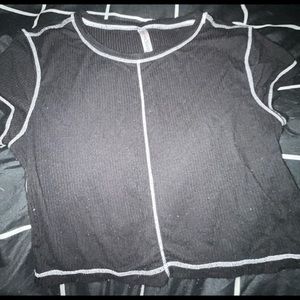 Black And White Outlined Cropped Tee